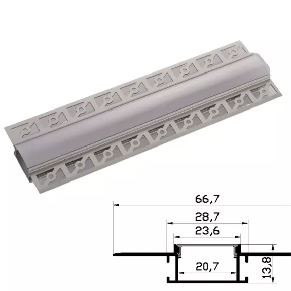 Profil Din Aluminiu Pentru Banda Led Montat Incastrat Rigips M